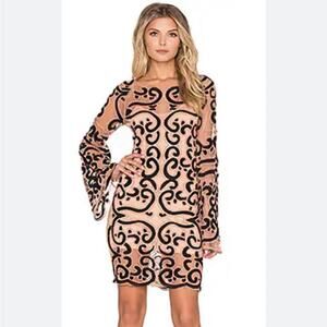For love & lemons $299 Antonina Mini Dress in Black & Nude sheer size M sold out